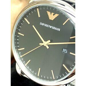 Emporio Armani Men's Watch AR11272 Quartz Black Dial Silver Mesh Steel Band 43mm